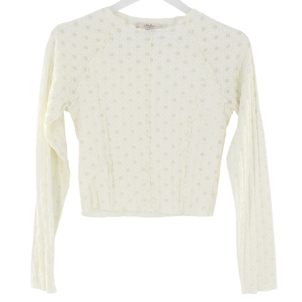 Atelier by Kirious Lace Eyelet Long Sleeve Top Medium Cream